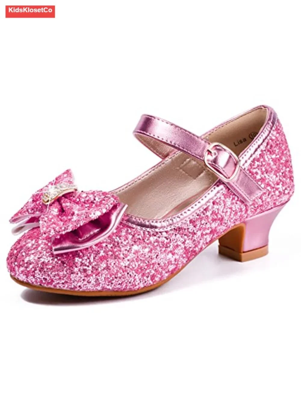 Girls Mary Jane Pumps Low Heel Sparkle Sequin Toddler Dress Shoes